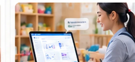 Pemilik daycare mengamati laporan operasional melalui dashboard